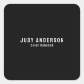 Trendy Black Professional Plain Modern Elegant Vierkante Sticker (Voorkant)