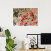 Trendy Black Red Green Modern Abstracte kunst Poster (Thuiskantoor)