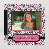Trendy Black roze cheetah afstuderen fotoparty Kaart (Voorkant / Achterkant)