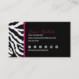 Trendy Black & Roze zebra Print QR CODE Visitekaartje