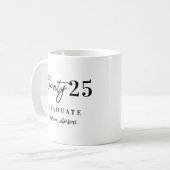 Trendy Black Script Typografie 2025 Afstuderen Koffiemok (Voorkant links)