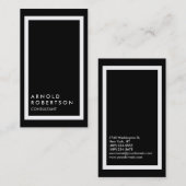 Trendy Black White Bordure moderne Carte de visite (Devant / Derrière)