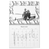 Trendy Black & White Brush Photo Collage Kalender (Mar 2026)