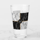 Trendy Black & White Check Marble - Voeg je brief  Glas (Achterkant)