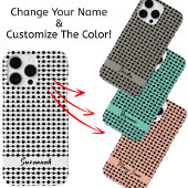 Trendy Black White Dots Lines Pattern Custom Name Case-Mate iPhone Case