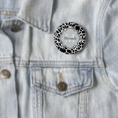 Trendy Black White Giraffe Print Monogramed Name Ronde Button 5,7 Cm (In situ)
