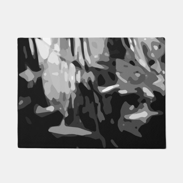 Trendy Black White Grey Abstract Pattern Deurmat (Voorkant)