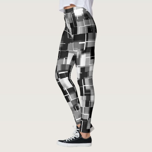 Trendy Black White Grey Abstract Pattern Leggings (Links)