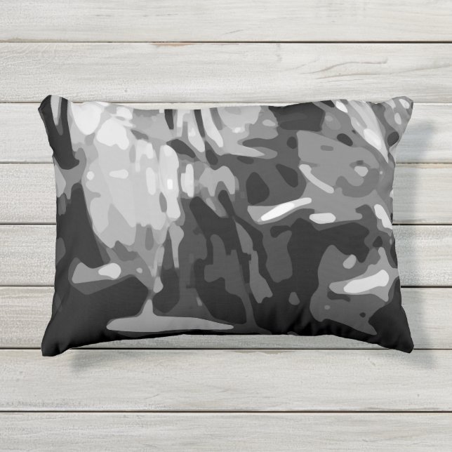 Trendy Black White Grey Camo Abstract Pattern Buitenkussen (Voorkant)