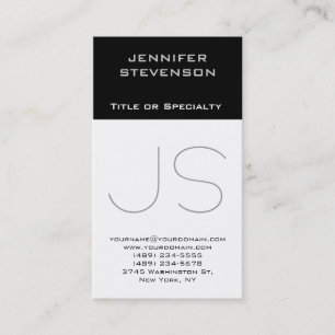 Trendy Black White Grey Monogram Visitekaartje