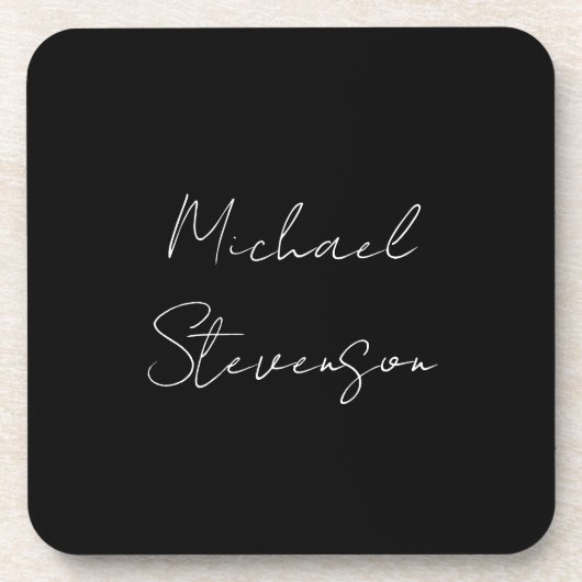 Trendy Black White Handwrite minimalist Bier Onderzetter (Voorkant)