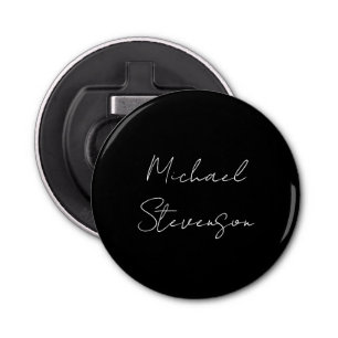 Trendy Black White Handwrite minimalist Button Flesopener