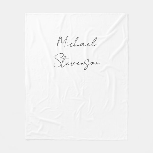 Trendy Black White Handwrite minimalist Fleece Deken (Voorkant)