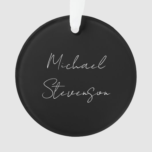 Trendy Black White Handwrite minimalist Ornament (voorkant)