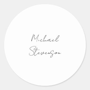 Trendy Black White Handwrite minimalist Ronde Sticker