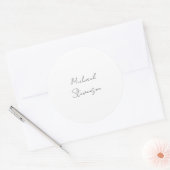 Trendy Black White Handwrite minimalist Ronde Sticker (Envelop)