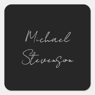 Trendy Black White Handwrite minimalist Vierkante Sticker