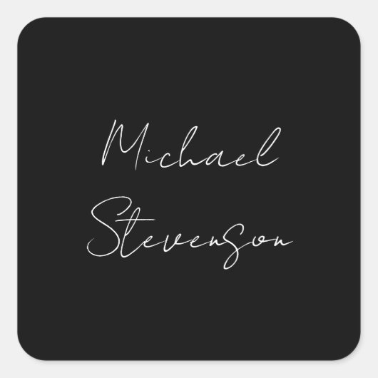 Trendy Black White Handwrite minimalist Vierkante Sticker (Voorkant)