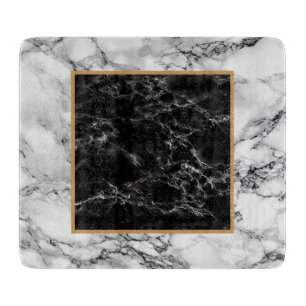 Trendy Black & White Marble Stone - Modern Snijplank