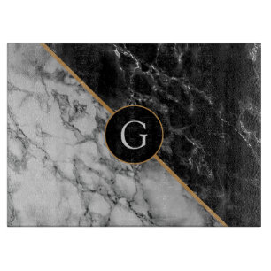 Trendy Black & White Marble Stone Voeg je brief to Snijplank