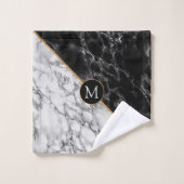 Trendy Black & White Marble Stone - Voeg uw brief  Bad Handdoek (Wasdoekje)