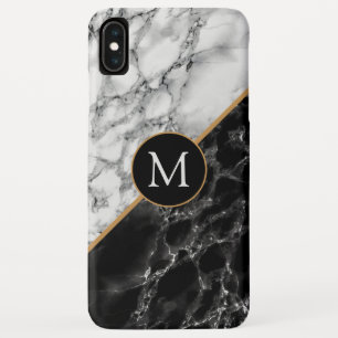 Trendy Black & White Marble Stone - Voeg uw brief  iPhone XS Max Hoesje