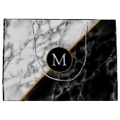 Trendy Black & White Marble Stone - Voeg uw brief Groot Cadeauzakje (Achterkant)