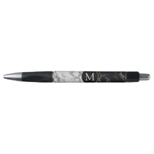 Trendy Black & White Marble Stone - Voeg uw brief Pen