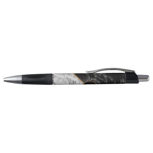 Trendy Black & White Marble Stone - Voeg uw brief  Pen (Bovenkant)