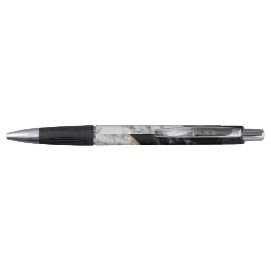Trendy Black & White Marble Stone - Voeg uw brief  Pen (Achterkant)