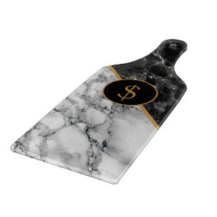 Trendy Black & White Marble Stone - Voeg uw Logo t Snijplank