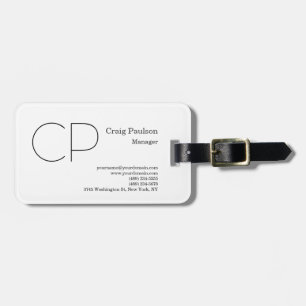 Trendy Black White Minimalist Modern Monogram Bagagelabel