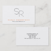 Trendy Black White Monogram Plain Visitekaartje (Voorkant / Achterkant)