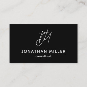 Trendy Black White Monogram Visitekaartje