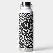 Trendy Black White Monogram Waterfles (Achterkant)