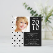 Trendy Black & White Photo Afstuderen Invitation Kaart (Staand voorkant)