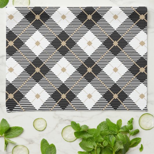 Trendy Black White Pset Pattern Theedoek (Gevouwen)