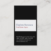 Trendy Black White Real Estate Agent Professional Visitekaartje (Achterkant)