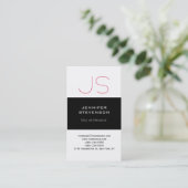 Trendy Black White Red Monogram Visitekaartje (Staand voorkant)