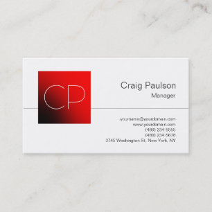 Trendy Black White Red Monogram Visitekaartje