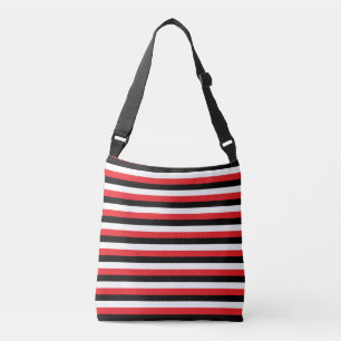 Trendy Black White Red Striped Crossbody Bag Crossbody Tas