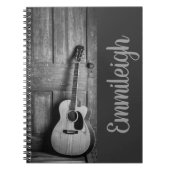 Trendy Black White Rustic Guitar Script Notitieboek (Voorkant)