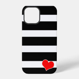 Trendy Black & White Striped iPhone 12 Pro Hoesje