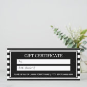 Trendy Black White Stripes Salon Gift Certificate (Staand voorkant)