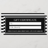 Trendy Black White Stripes Salon Gift Certificate (Voorkant / Achterkant)