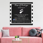 Trendy Black White Stripes Salon Information Sign Canvas Afdruk (Insitu (Woonkamer))
