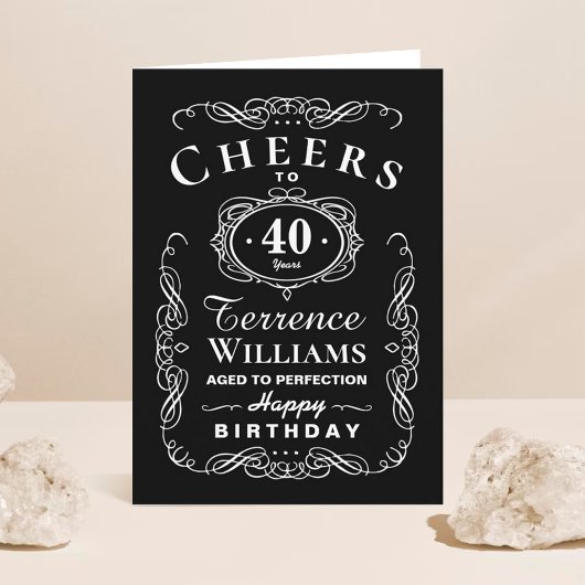 Trendy Black & White Typography Birthday Kaart