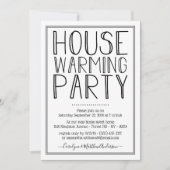 Trendy Black & White Typography Housewarming Party Kaart (Voorkant)