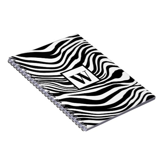 Trendy Black White Zebra print met afbeelding mono Notitieboek (Rechterzijde)