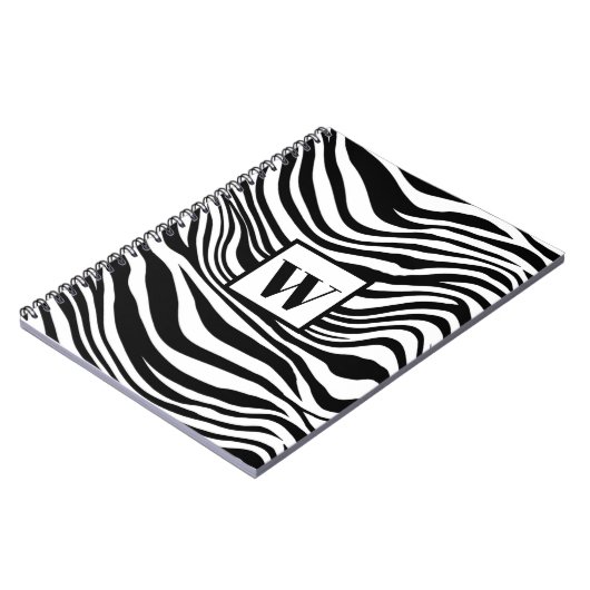 Trendy Black White Zebra print met afbeelding mono Notitieboek (Linkerzijde)